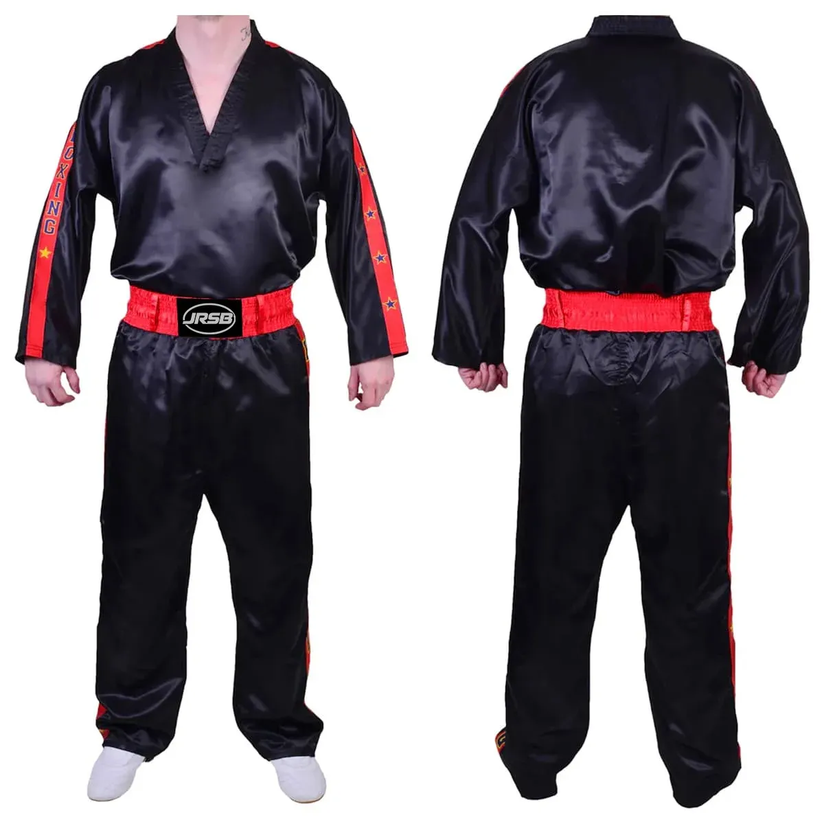 Boxing-Gloves-(6) Professional Kickboxing Training Uniform Satin Martial Arts Wear - Image 1