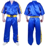 Premium Satin Kickboxing Uniform Blue & Yellow Martial Arts Suit