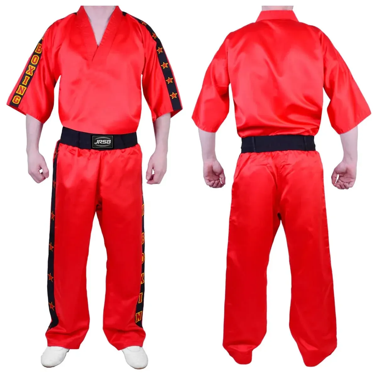 kickboxing-suits-(2)---Copy Professional Kickboxing Training Uniform Red Satin Martial Arts Wear - Image 1