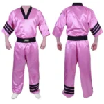 Martial Arts Karate Uniform Satin Pink Black Training Suit