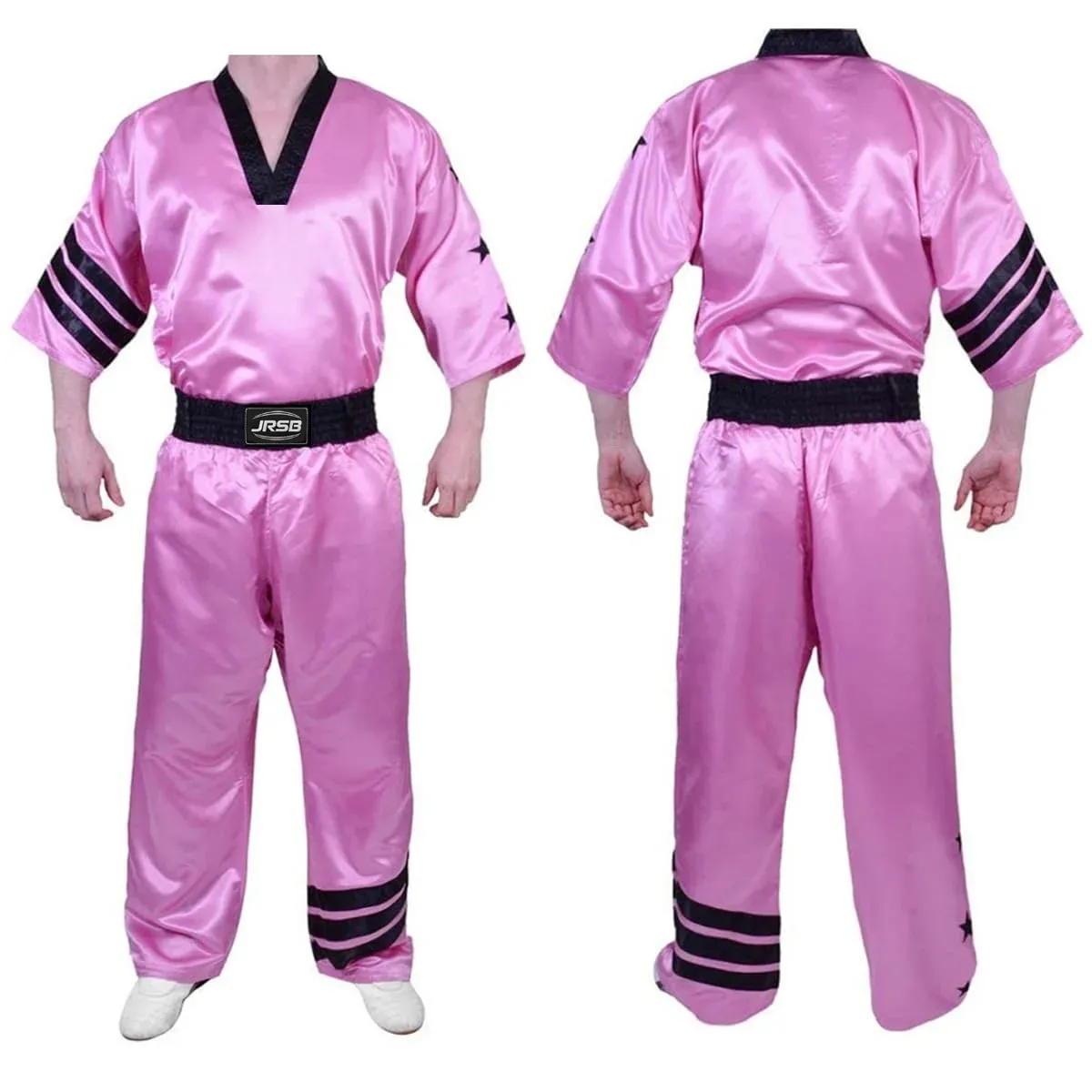 kickboxing-suits-(3)---Copy Martial Arts Karate Uniform Satin Pink Black Training Suit - Image 1