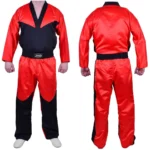 Premium Satin Kickboxing Uniform Red & Black Martial Arts Suit
