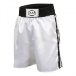 Classic Black and White Boxing Trunks High-Gloss Satin Finish